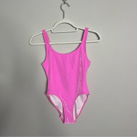 SOLID AND STRIPED THE LUELA - SOLID VELVET SWIMSUIT IN CARNATION - PINK NWT XS - Picture 4 of 8